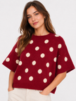 Polka Dot Short Sleeve Soft Knit Jumper