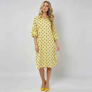 Made in Italy Polka Dot Button-Down Shirt Dress
