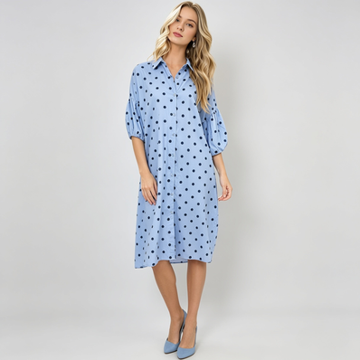 Made in Italy Polka Dot Button-Down Shirt Dress