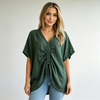 Ruched Front Linen Top - Made in Italy