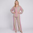 Made in Italy Printed Cotton Split Neck Top & Wide Leg Trouser Separate / Co-ord Set