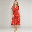 Made in Italy Tropical Leaf Print Wrap Midi Dress