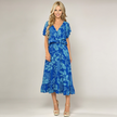 Made in Italy Tropical Leaf Print Wrap Midi Dress