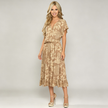 Made in Italy Tropical Leaf Print Wrap Midi Dress
