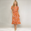Made in Italy Tropical Leaf Print Wrap Midi Dress