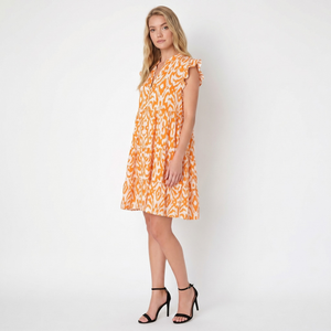 Made in Italy Ikat Print Tiered Smock Dress