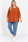 Made in Italy Scoop Hem Corduroy Top