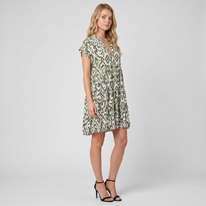 Made in Italy Ikat Print Tiered Smock Dress