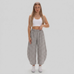 Made in Italy Gingham Check Wide Leg Harem Trousers