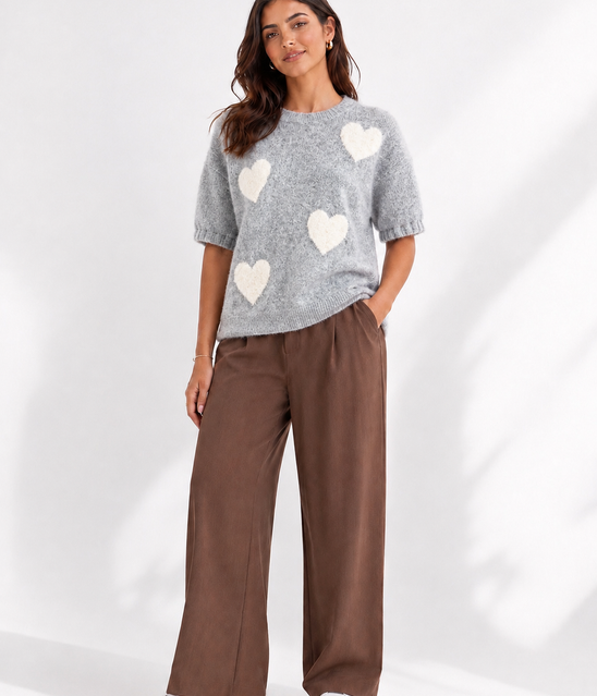 Made in Italy Short Sleeve Heart Jumper