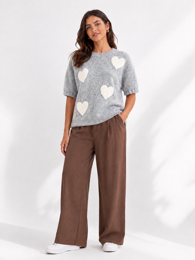 Made in Italy Short Sleeve Heart Jumper