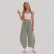 Made in Italy Gingham Check Wide Leg Harem Trousers