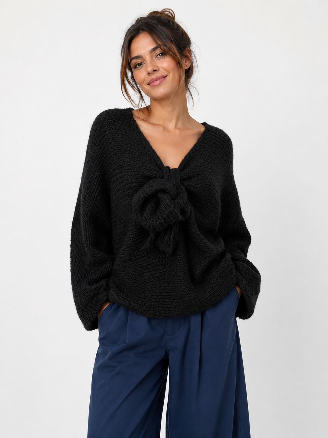 Made in Italy Soft Tie-Front knit Jumper