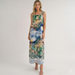 Made in Italy Riviera Scenery Silk-Feel Maxi Dress
