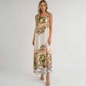 Made in Italy Riviera Scenery Silk-Feel Maxi Dress