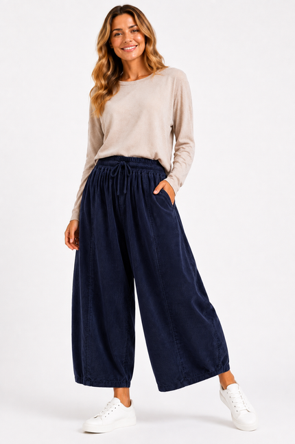 Made In Italy Relaxed Barrel Wide Leg Corduroy Trouser
