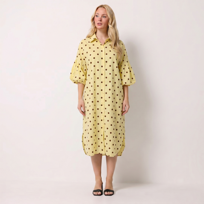 Made in Italy Polka Dot Button-Down Shirt Dress