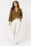 Made in Italy Check Frill neck Top