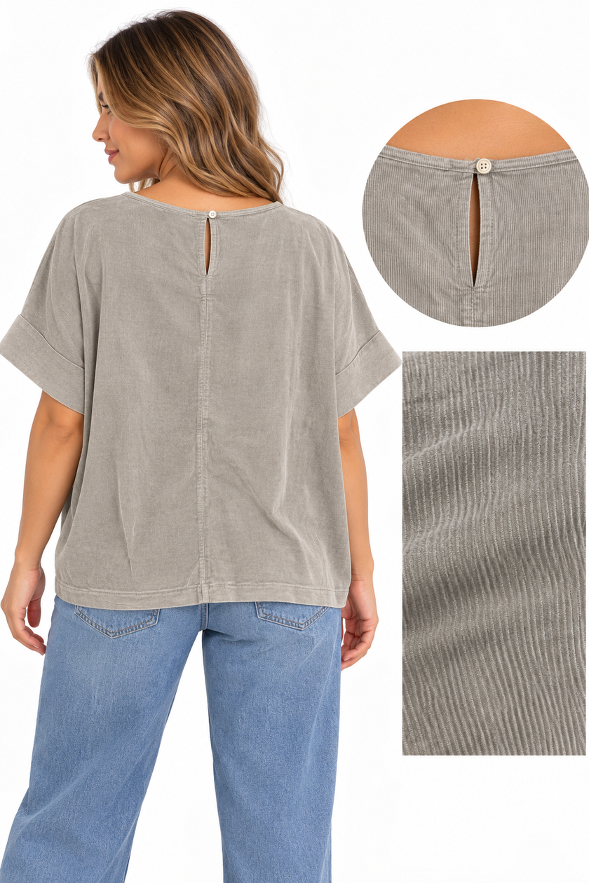 Made in  Italy Corduroy Relaxed Sleeve Top
