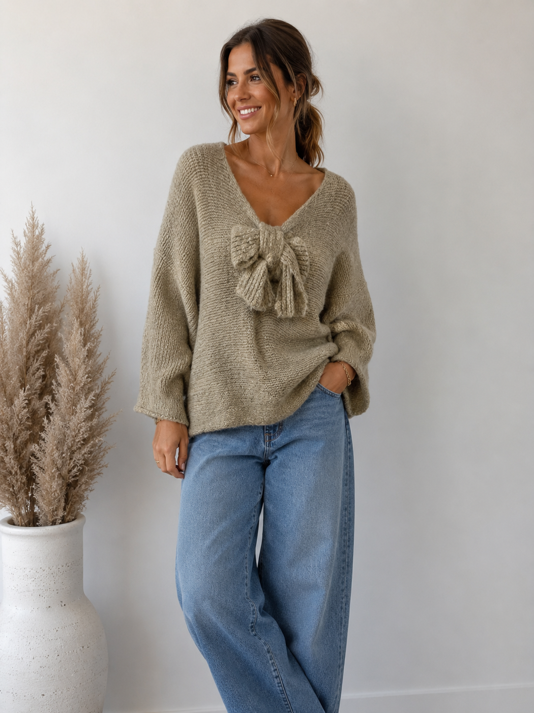 Made in Italy Soft Tie-Front knit Jumper
