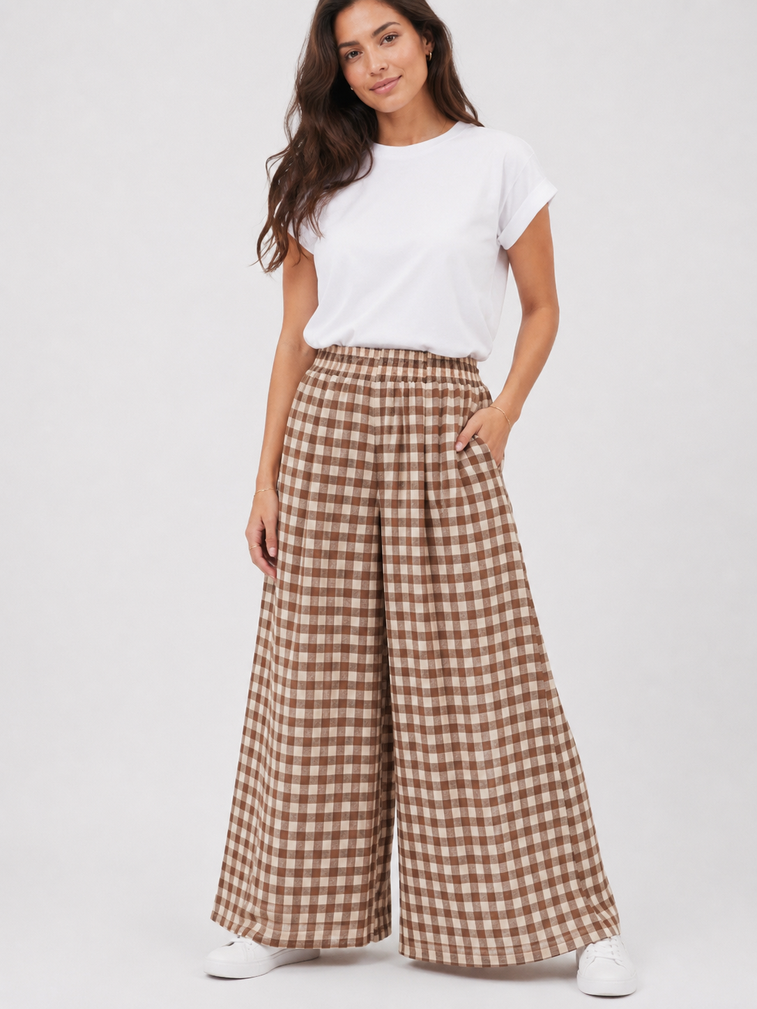 Made in Italy Check wide Leg Trouser /Palazzo