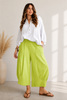 Hopsack Barrel Leg Crop Length Pant | Made in Italy
