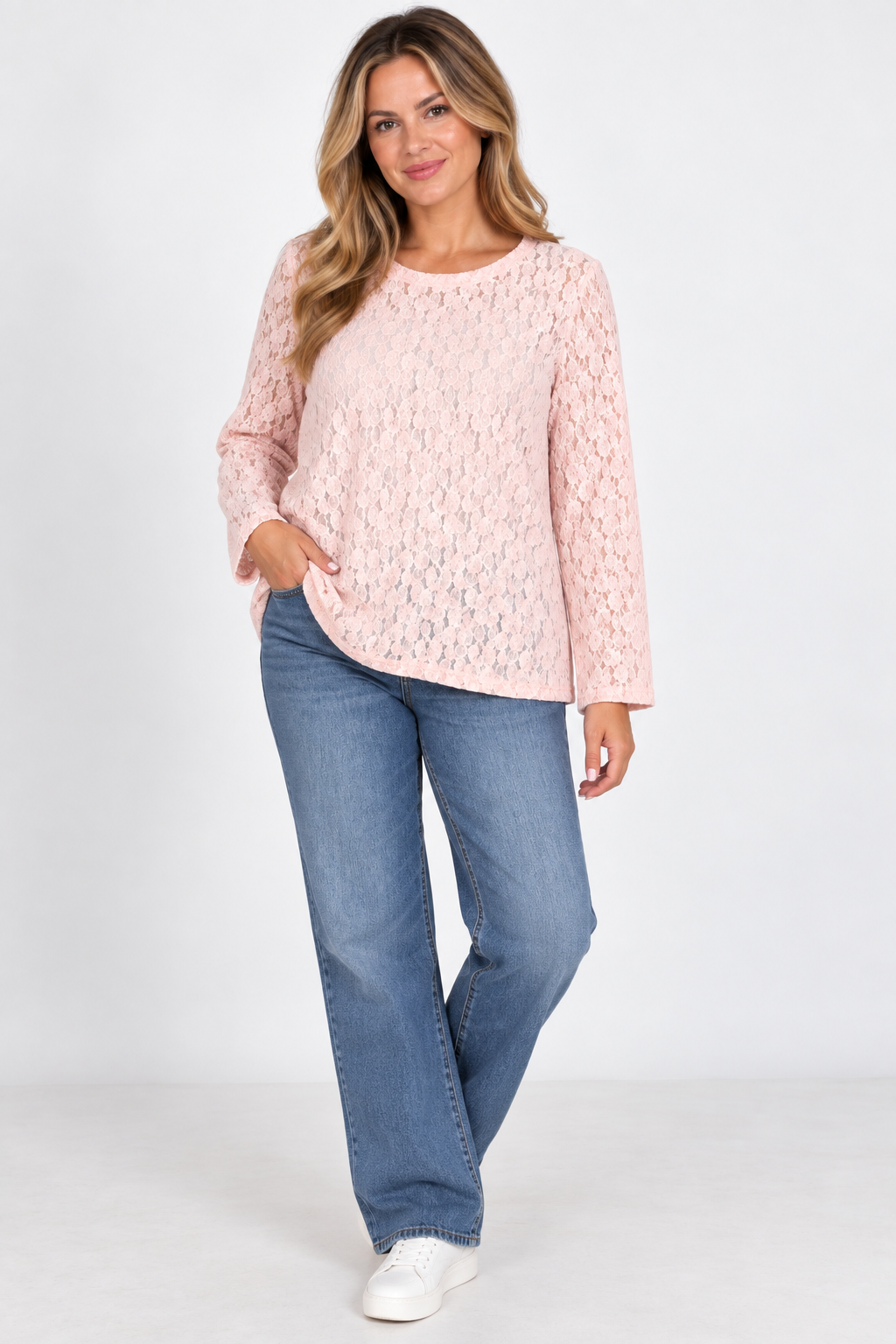 Made in Italy Textured Lace Layering Top