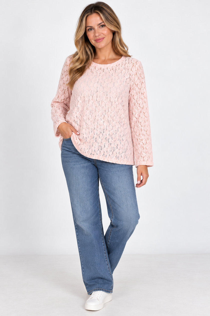 Made in Italy Textured Lace Layering Top