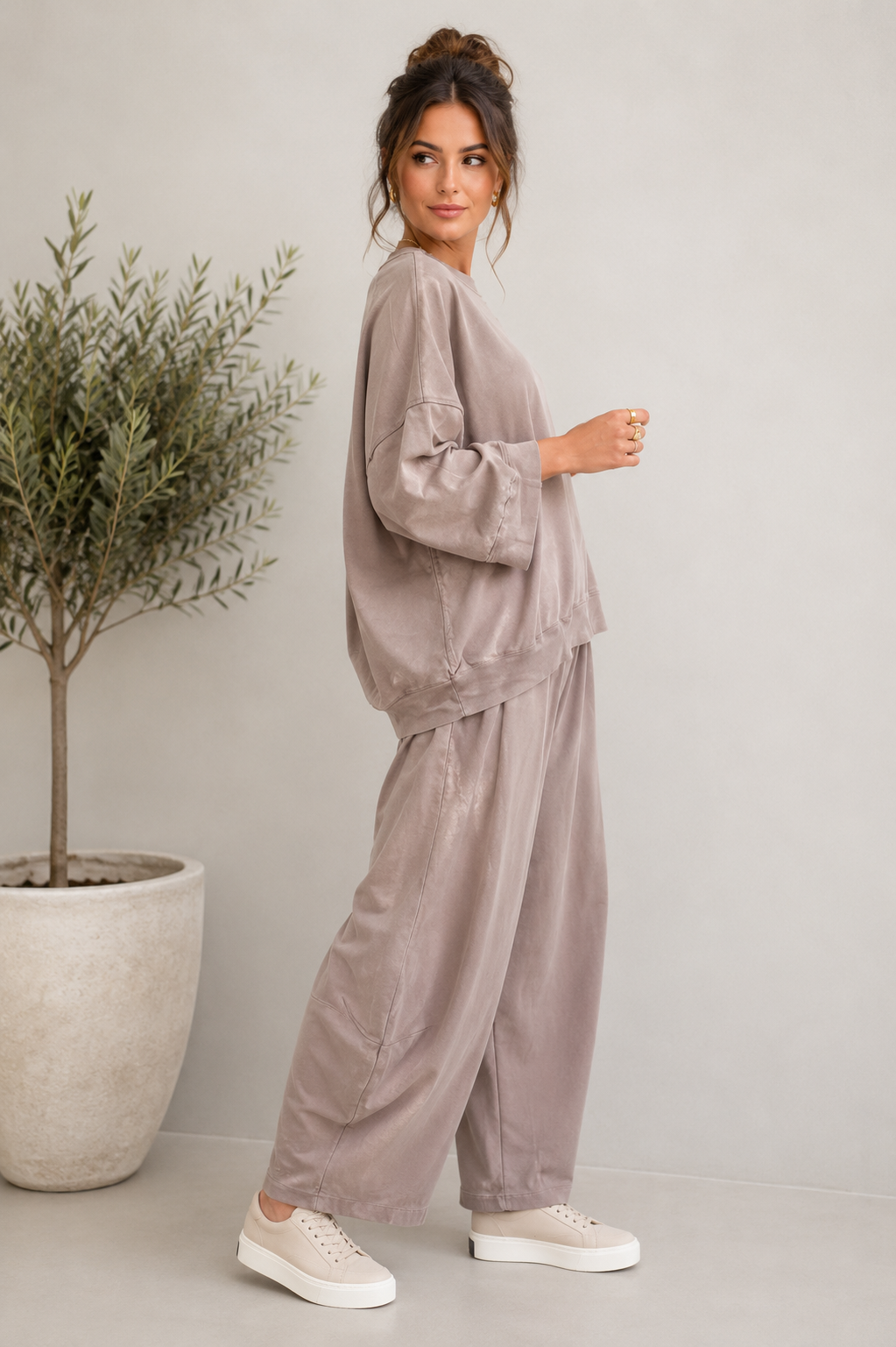 Made in Italy Sweatshirt Barrel Leg Trouser