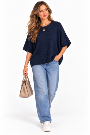 Made In Italy Soft knit Jumper With 3/4 Sleeves
