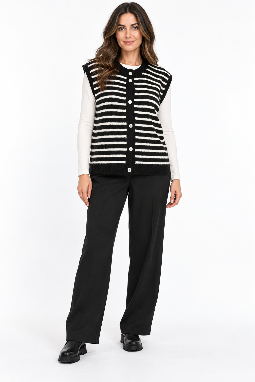 Made in Italy Button-Through Sleeveless knitted Cardigan