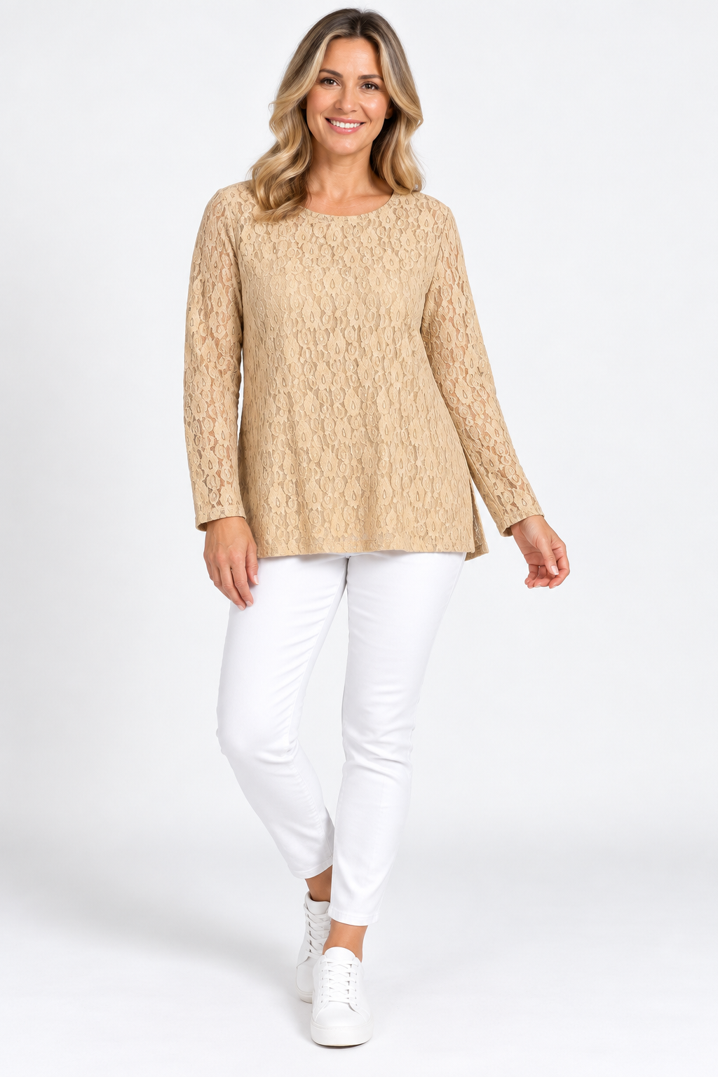 Made in Italy Textured Lace Layering Top