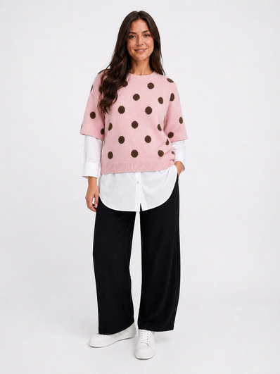 Polka Dot Short Sleeve Soft Knit Jumper