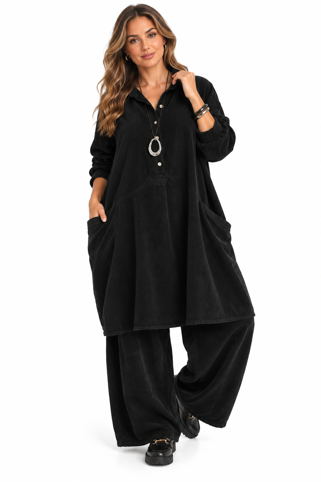 Made in Italy Needlecord Shirt Dress