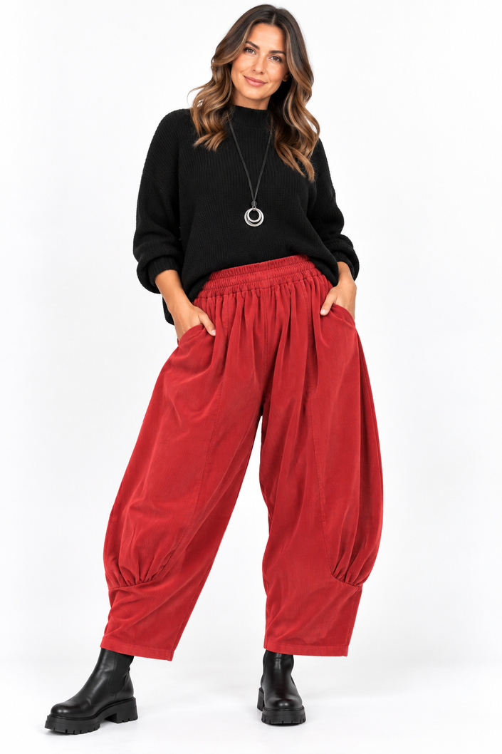Made in Italy Corduroy Barrel Leg Trouser