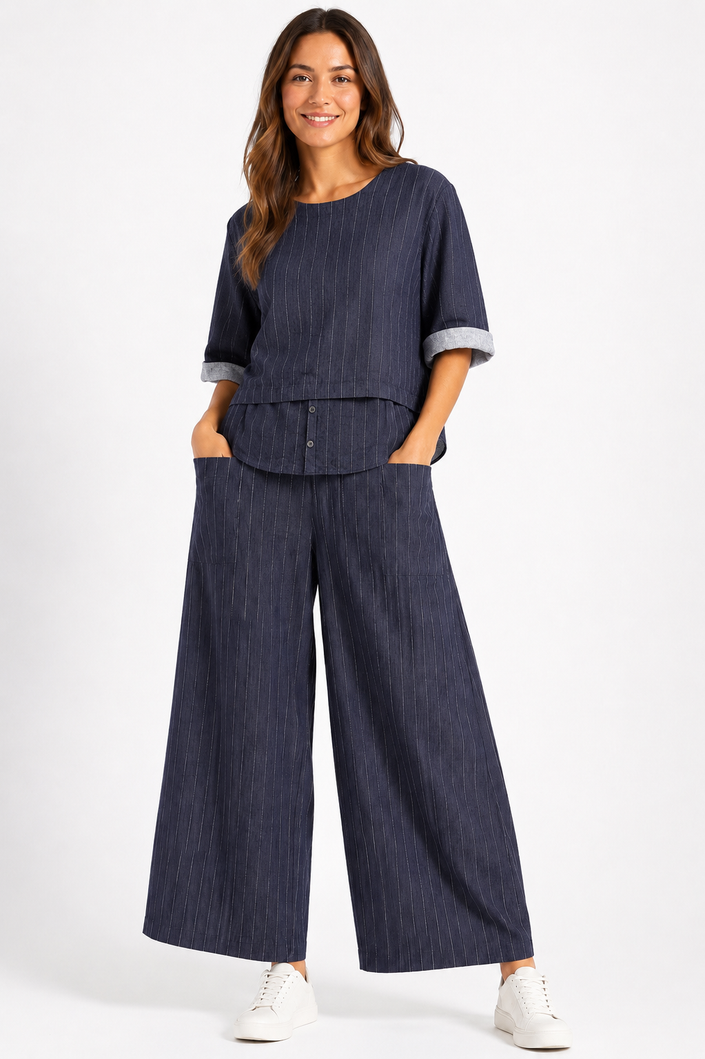 Made in Italy Pinstripe Wide leg trouser