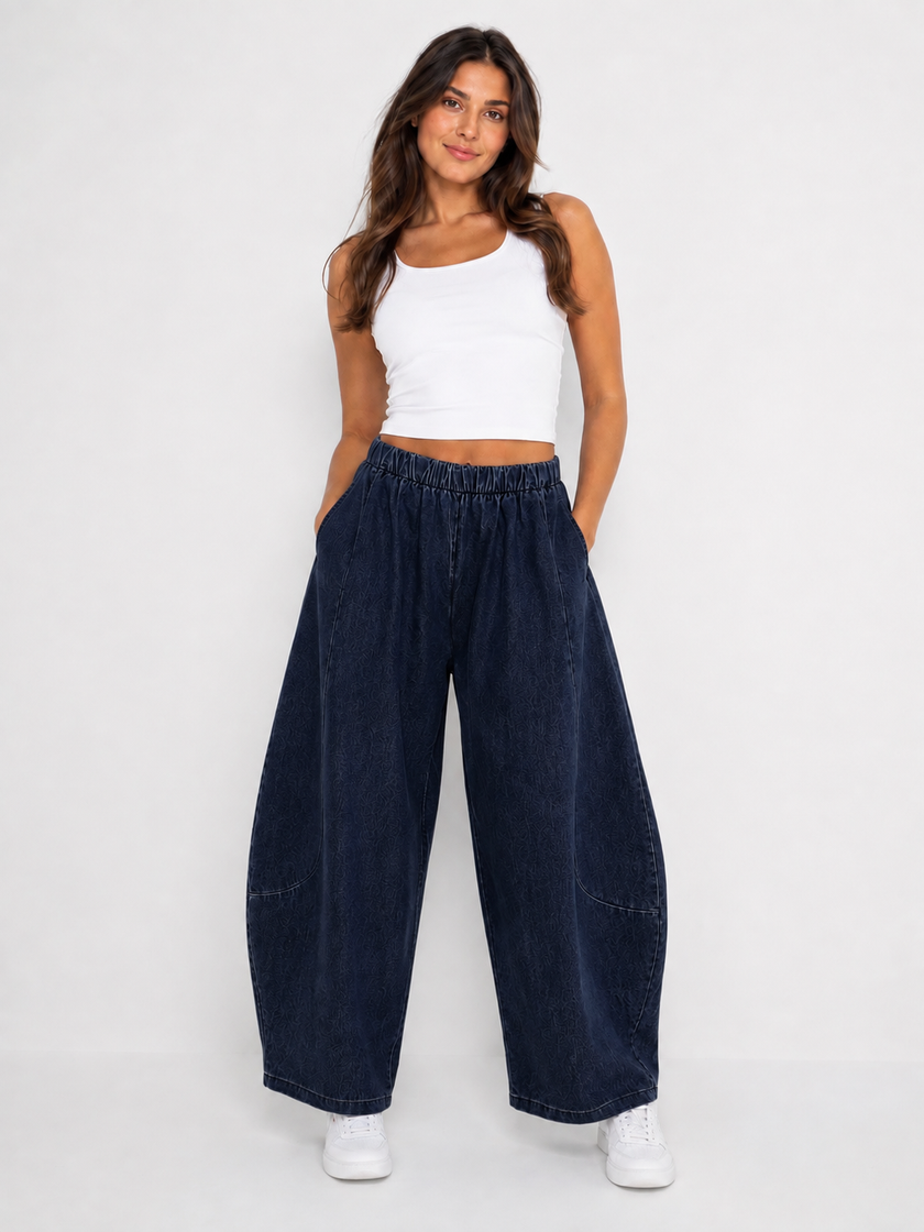 Made In Italy Relaxed Barrel leg Denim trouser