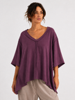 Made in Italy Oversized Sweatshirt V -Neck Raw Edge Top