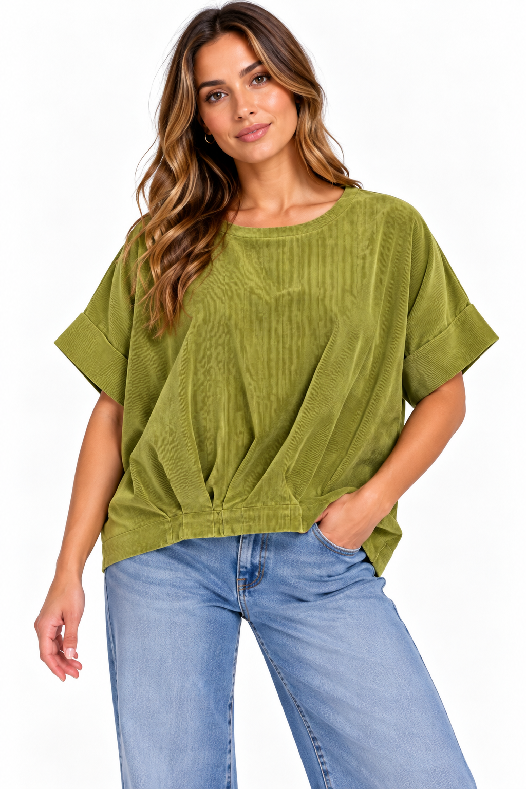 Made in  Italy Corduroy Relaxed Sleeve Top