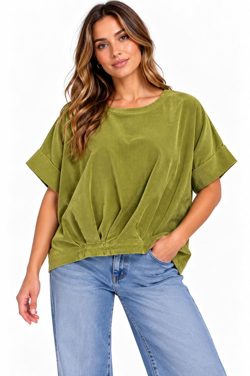 Made in  Italy Corduroy Relaxed Sleeve Top