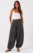 Made in Italy shirred waist harem trouser