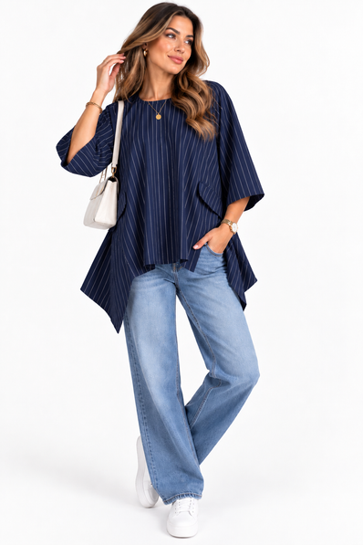 Made in Pinstripe Scuba Top