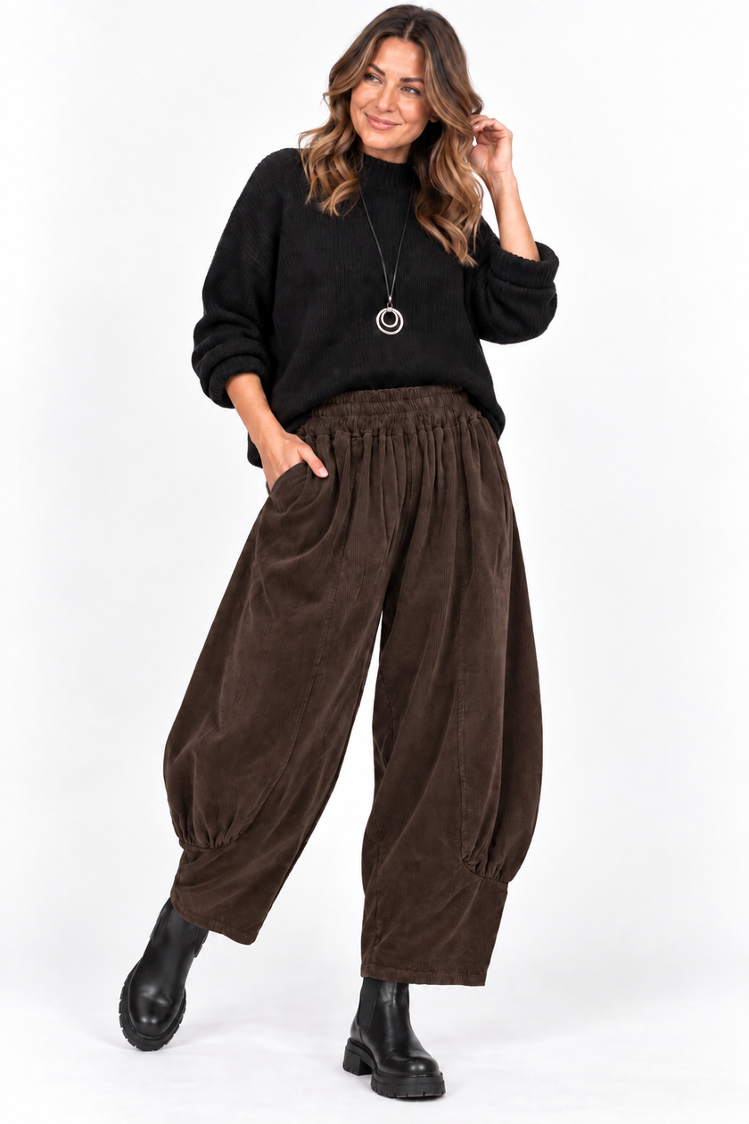 Made in Italy Corduroy Barrel Leg Trouser