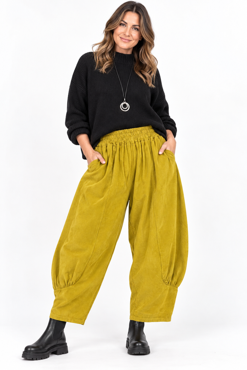 Made in Italy Corduroy Barrel Leg Trouser