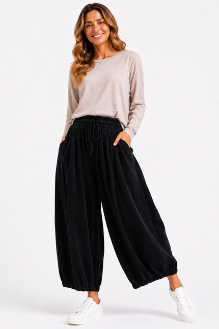 Made In Italy Relaxed Barrel Wide Leg Corduroy Trouser