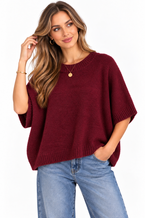 Made In Italy Soft knit Jumper With 3/4 Sleeves