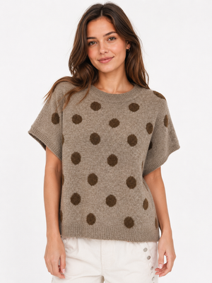 Polka Dot Short Sleeve Soft Knit Jumper