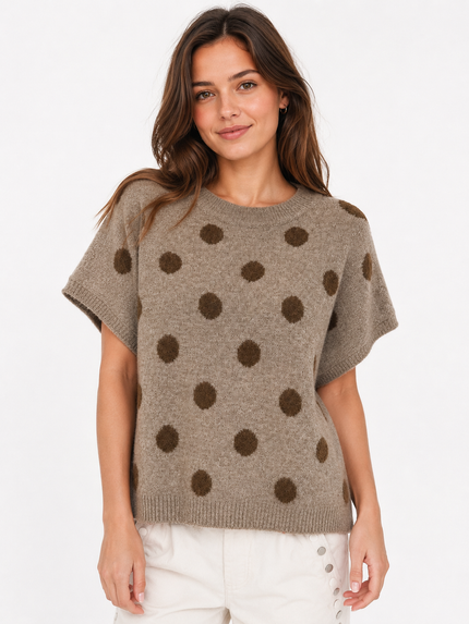 Polka Dot Short Sleeve Soft Knit Jumper