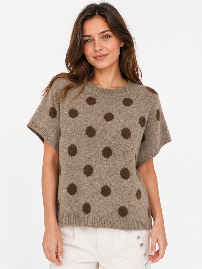 Polka Dot Short Sleeve Soft Knit Jumper