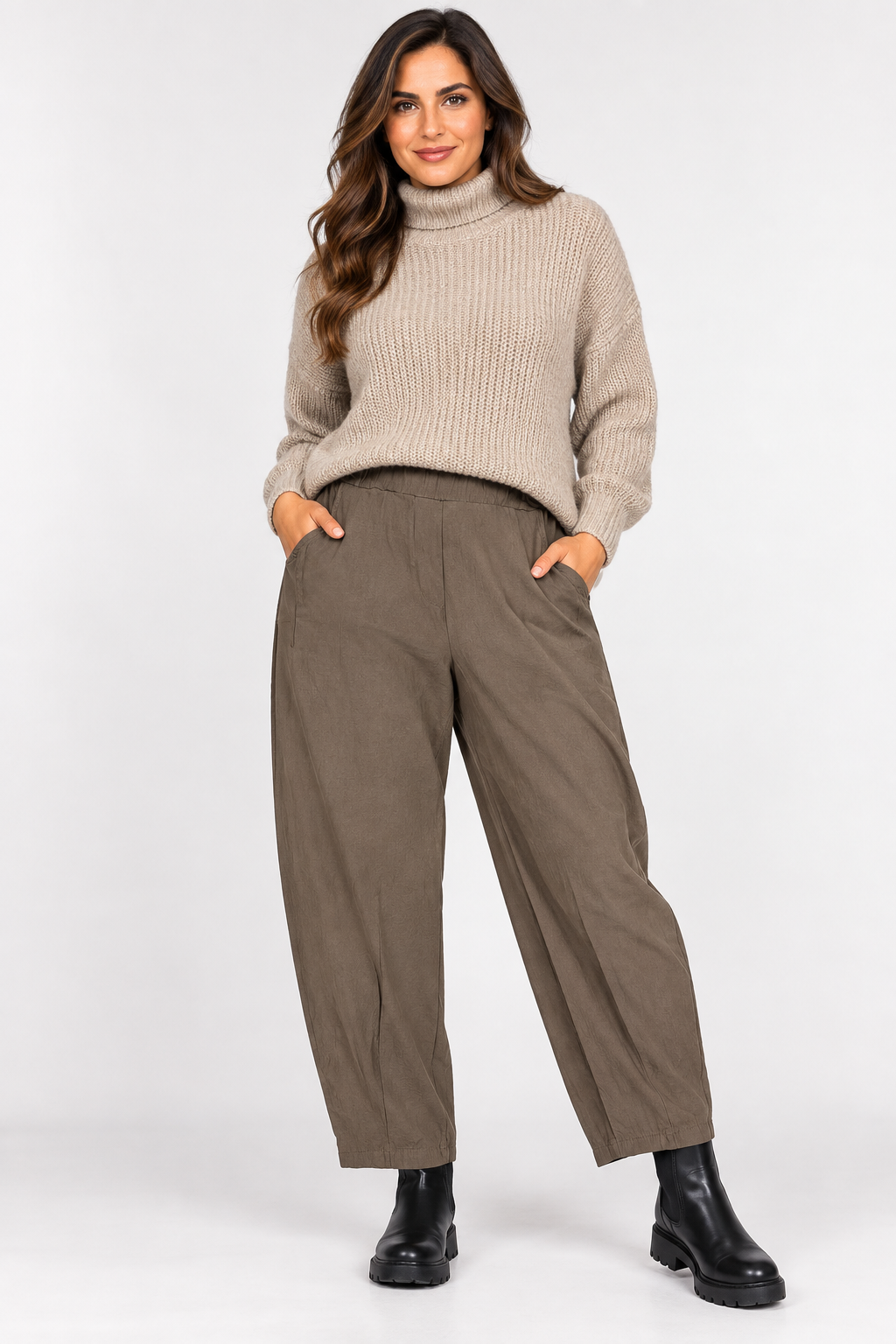 Made in Italy Relaxed Fit Stretchy Tapered Leg Trouser